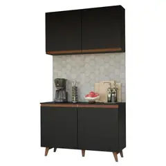 MADESA - Kit Mueble de Cocina Superior y Mueble Bajo Reims 1.20 m Negro