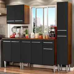 MADESA - Cocina Integral Emilly Sing 2.00 Metros Marrón/Negro