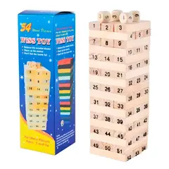 DAYOSHOP - Jenga Torre Madera Grande Bloques 48pc Dados Juego Mesa