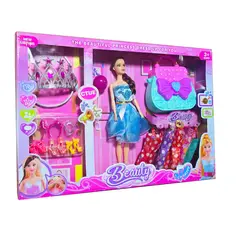 GENERICO - Muñeca Vestidos Bolso Accesorios Princesa Corona Juguete