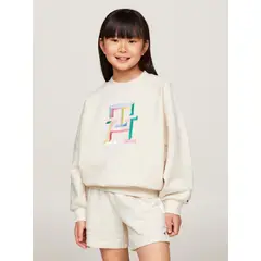TOMMY HILFIGER - Saco Beige Monogram de Corte Regular Para Niña