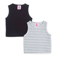 BUBBLE GUMMERS - Crop Top Pack X 2 Para Niña bubblegummers Negro-Gris Inder