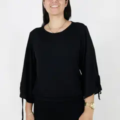 L Y H - Blusa Para Mujer Manga 34 Negro Marca L&H