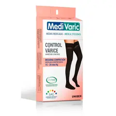 MEDIVARIC - Media Muslo Unisex Opaca 15-20 Talla M Negro