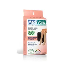 MEDIVARIC - Calcetin Unisex Travel Socks 15-20 Talla M Beige