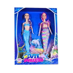 DAYOSHOP - Muñeca Sirena Duo Cola Sirena Escamas Juguete Niñas