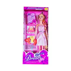 DAYOSHOP - Muñeca Vestido Elegante Globos Corazon Bolso Juguete Niñas