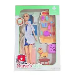 GENERICO - Muñeca Vestido Doctora Bata Accesorios Mascota Perro Juguete