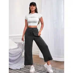 GENERICO - Pantalon Palazzo Ancho Plisado Jaspe