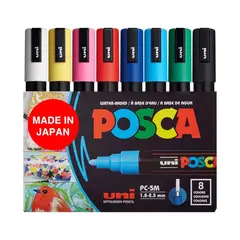 POSCA - Marcadores De Pintura Acrilica Punta Media x 8 Colores