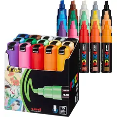 POSCA - Marcadores De Pintura Acrílica Punta Gruesa x 15 Unid