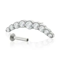 AGHA JEWELRY - Titanio Arete piercing pin a presión Curvo 9 Joyas Cristal Zirconia Cúbica para Lóbulo