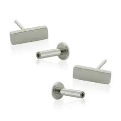 AGHA JEWELRY - Titanio Aretes Piercing Pin a Presión Rectangulo Plano para lóbulo
