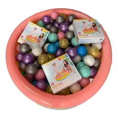 INTEX - Piscina Inflable 114cmX25cm + 300 Pelotas Pastel + inflador