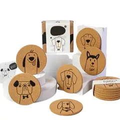 GENERICO - Portavasos De Corcho Dogs Cute Set X6 Unidades
