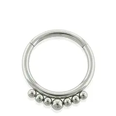 AGHA JEWELRY - Titanio piercing Clicker Aro con Bisagra 7 Bolas para Oreja, Cartílago y Nariz