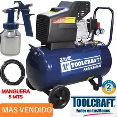 TOOL CRAFT - Compresor De Aire 2 1/2 Hp 21 Lts Pistola Manguera Toolcraft