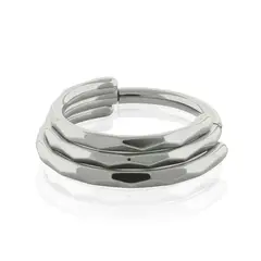 AGHA JEWELRY - Titanio piercing Aro Clicker con Bisagra Biselado Triple Frente para Oreja Cartílago y Nariz
