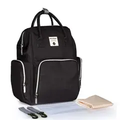 INSULAR - Pañalera Bolso Morral Cambiador Bebe Negro
