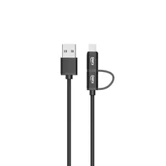 KALLEY - Cable USB a Micro USB con adaptador USB-C K-GCB2N1 20 Cm Negro