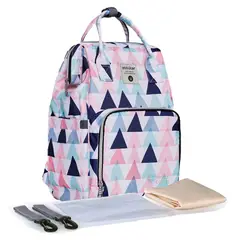INSULAR - Pañalera Bolso Morral Cambiador Bebe Triangulos