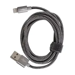 KALLEY - Cable USB a Lightning de 1 Metro Trenzado Gris-Negro