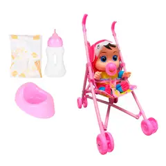 GENERICO - Muñeca Bebes Llorones Con Sonidos Coche Tetero Juguete Niñas