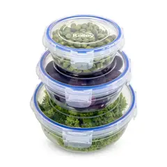 KALLEY - Set x3 Recipientes Herméticos Redondos 400 ml-800 ml-1350 ml