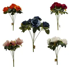 MAZUGI - Matas Rosas Colores Vivos Flores Artificiales 42cm