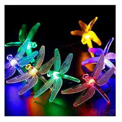 GENERICO - Lineal De Panel Solar Libélulas 50 Led 7,5mt Luces Navideñas Multicolor