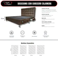 ESTILO Y CONFORT - Basecama con 4 cajones y Cabecero Deco 140 Café