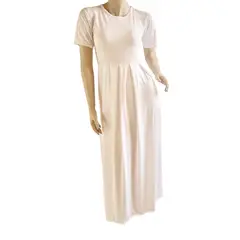 VIA7 - Vestido largo manga corta de bolsillos para mujer nuevo blanco_.