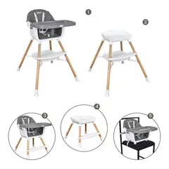 PRIORI - Silla Comedor Bebe 5 en 1 Executive Gris