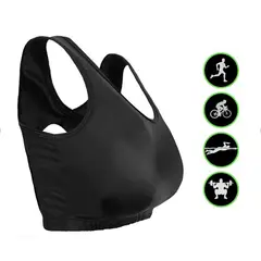 SPORT - Lycra Elástica Para Mujer Top Deportivo Negro Ajustada.