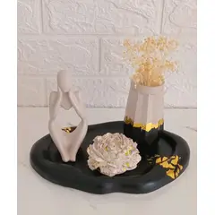 GENERICO - Bandeja Nube decorativa con Escultura Pensante y Florero