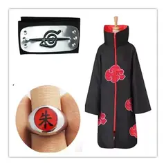 NACIONAL - Set Capa Traje Disfraz Akatsuki Itachi Naruto TALLA 10/12