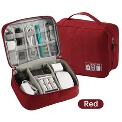 GENERICO - Estuche Organizador Cables Bolsa Viaje Almacenar Color rojo vino tinto