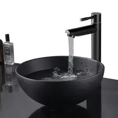 GENERICO - Kit Completo Lavamanos Negro Ebano -sifón -grifo Agua Fría