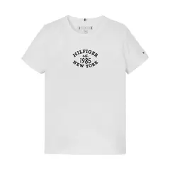 TOMMY HILFIGER - Camiseta Blanca Con Logo Monotipo Hilfiger NYC Para Niña