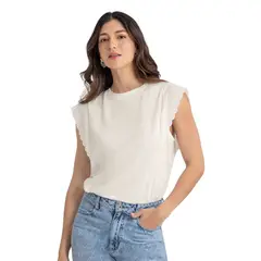 LEONISA - Camiseta manga sisa con detalle ojalillo en hombros
