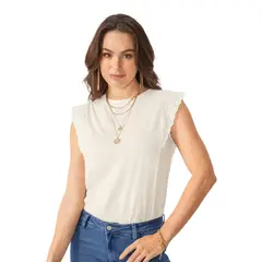 LEONISA - Camiseta manga sisa con detalle ojalillo en hombros