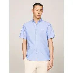 TOMMY HILFIGER - Camisa azul Heritage de manga corta