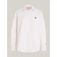 TOMMY HILFIGER - Camisa rosada de rayas con monograma TH