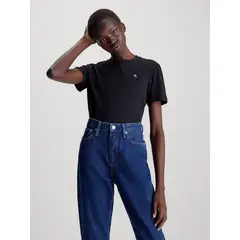 CALVIN KLEIN - Camiseta negra de algodón con insignia
