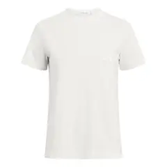 CALVIN KLEIN - Camiseta blanca regular con aplique de satén