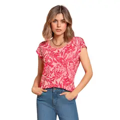 LEONISA - Camiseta manga corta estampada silueta semiajustada para mujer