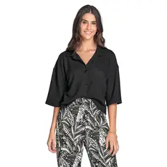 LEONISA - Camisa manga 34 con cuello camisero sport y perilla funcional