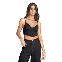 LEONISA - Blusa crop top tipo corset con cargaderas ajustables