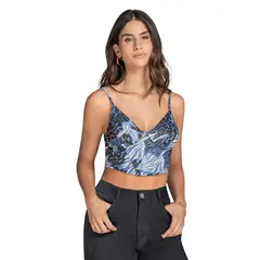 LEONISA - Blusa crop top tipo corset con cargaderas ajustables