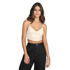 LEONISA - Blusa crop top tipo corset con cargaderas ajustables